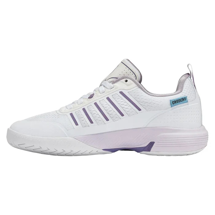 Women's Ultra Court Pickleball Court Shoes White and Orchid Hush