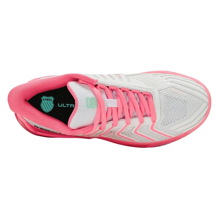 Women's Ultrashot 4 Court Shoes White and Neon Pastel Pink