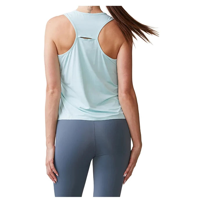 Women`s UPF Performance Racer Tennis Tank Blue Frost