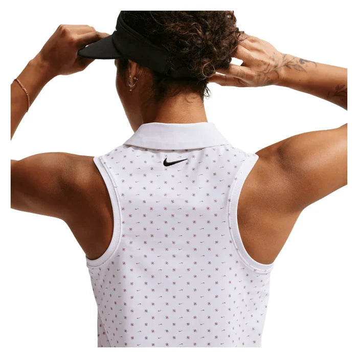 Women's Victory Dri-FIT Sleeveless Printed Polo White and Pink Foam, Nike, Pickleball Express, IR0051-100H26-2
