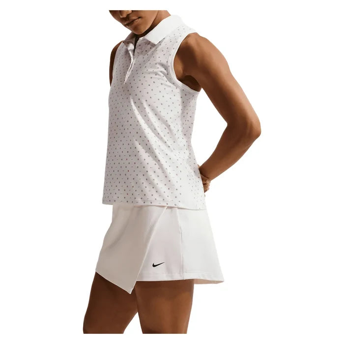 Women's Victory Dri-FIT Sleeveless Printed Polo White and Pink Foam, Nike, Pickleball Express, IR0051-100H26-3