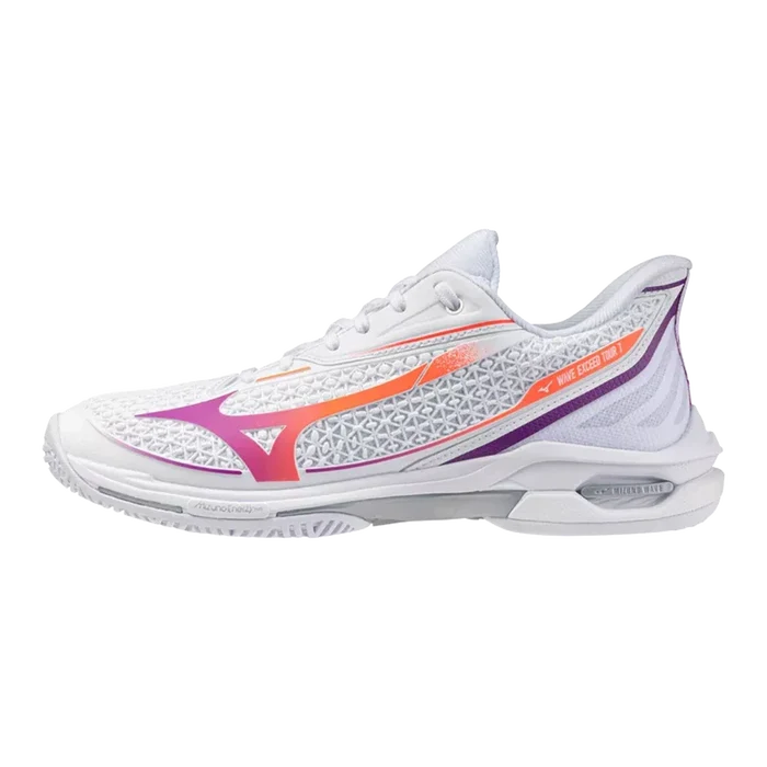 Women's Wave Exceed Tour 7 AC Shoes White and Dahlia