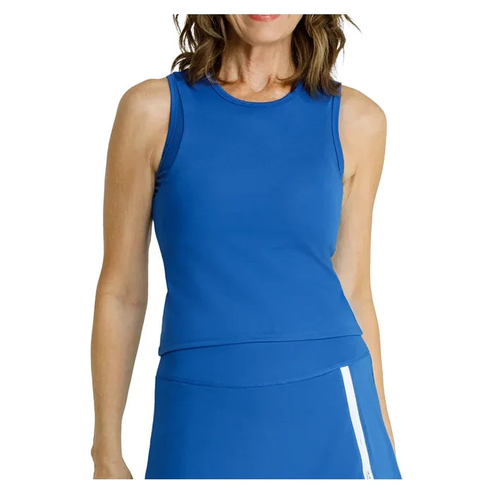 Women's Yana Cropped Pickleball Tank with Bra Monaco Blue