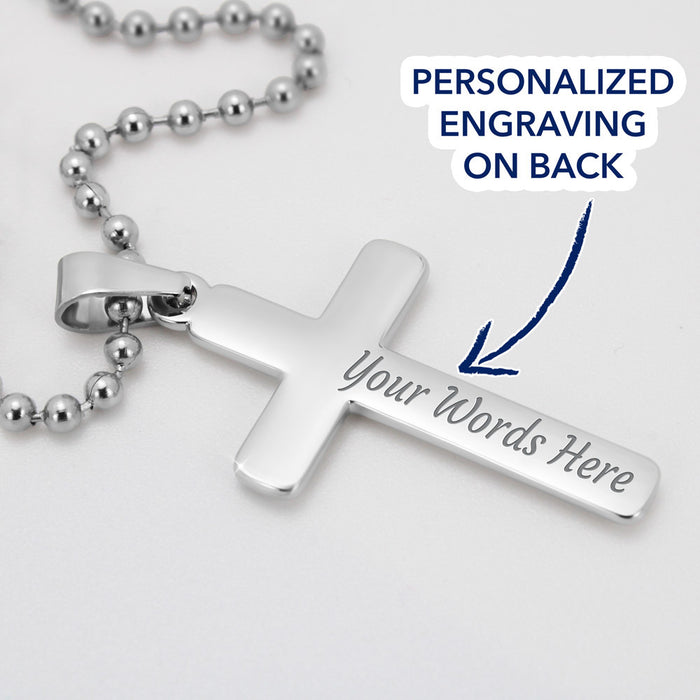 You Are My Rock Custom Engravable Cross Necklace