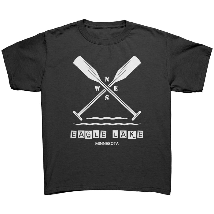Youth Eagle Lake MN Paddles Tee, White Ink