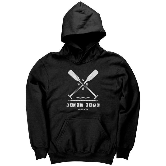Youth Hoodie, Eagle Lake MN Paddles, White Ink