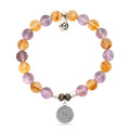 Zodiac Collection: Amethyst Citrine Gemstone Bracelet with Aquarius Sterling Silver Charm