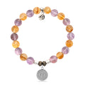 Zodiac Collection: Amethyst Citrine Gemstone Bracelet with Aries Sterling Silver Charm