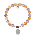 Zodiac Collection: Amethyst Citrine Gemstone Bracelet with Gemini Sterling Silver Charm