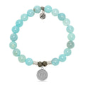Zodiac Collection: Aqua Fire Agate Gemstone Bracelet with Aries Sterling Silver Charm