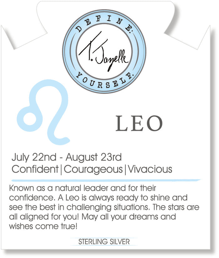 Zodiac Collection: Arusha Agate Gemstone Bracelet with Leo Sterling Silver Charm