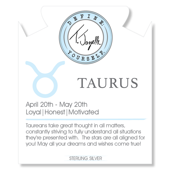Zodiac Collection: Arusha Agate Gemstone Bracelet with Taurus Sterling Silver Charm