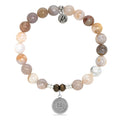 Zodiac Collection: Australian Agate Gemstone Bracelet with Aquarius Sterling Silver Charm