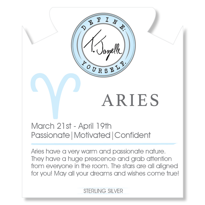 Zodiac Collection: Blue Aquamarine Gemstone Bracelet with Aries Sterling Silver Charm