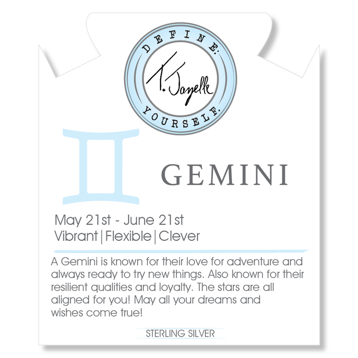 Zodiac Collection: Green Shell Gemstone Bracelet with Gemini Sterling Silver Charm