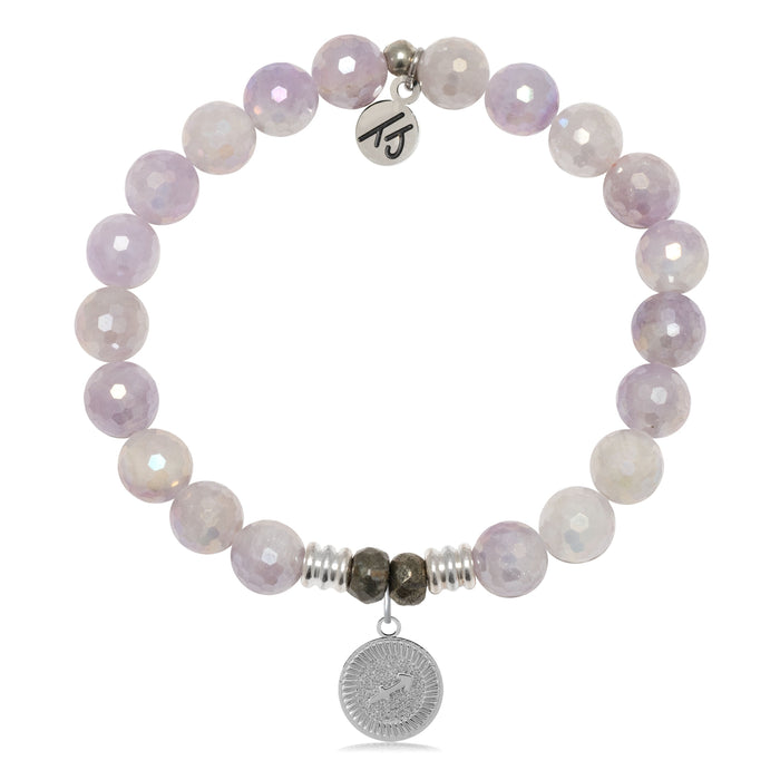 Zodiac Collection: Mauve Jade Gemstone Bracelet with Sagittarius Sterling Silver Charm
