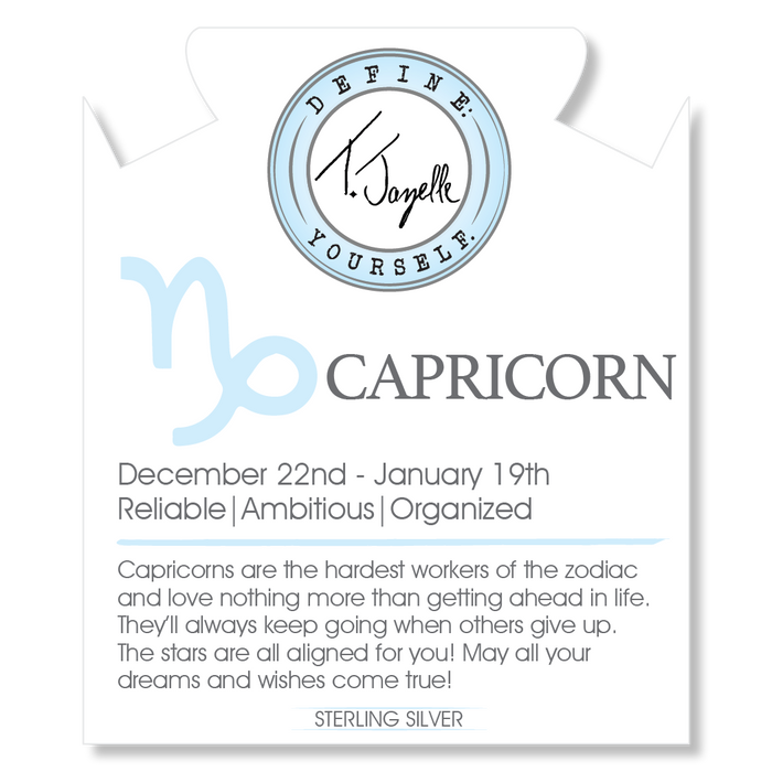 Zodiac Collection: White Chalcedony Gemstone Bracelet with Capricorn Sterling Silver Charm